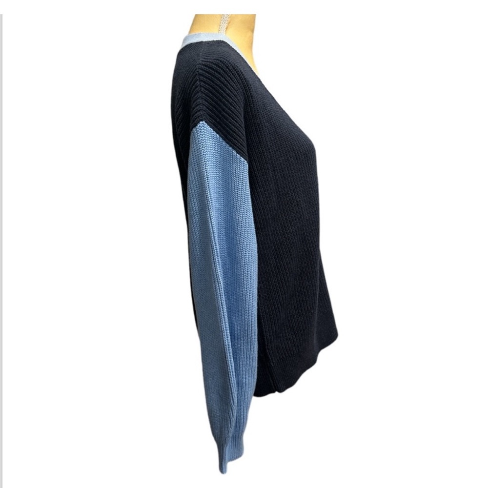 Talbots Pima Cotton Colorblock Shaker Stitch Button Front Knit Cardigan Size M - Picture 3 of 9